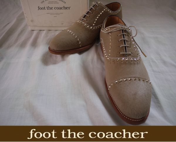 ★新品格安★フットザコーチャー　ＦＯＯＴ　ＴＨＥ　ＣＯＡＣＨＥＲ　ハラコ　スタッズ　本格シューズ★ ７ ★ベージュ系 ★_画像1