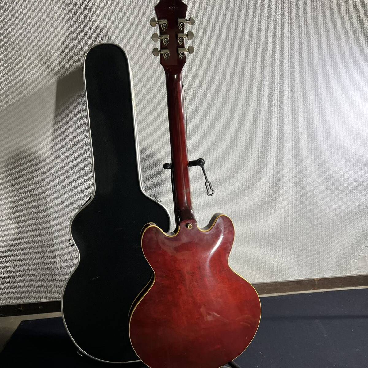 07 ジャンク【希少】Epiphone エピフォン リビエラ Riviera 日本製 ブルーラベル ヴィンテージ セミアコ フルアコ ギターの画像5