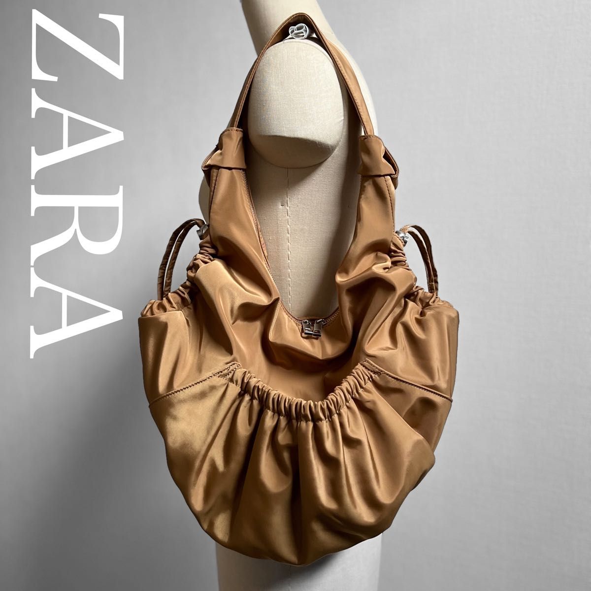 ZARA ポリアミドシャーリングバンドゥボディ 1026/302 ZARAザラ ドローコードシャーリングバックy2kショルダー