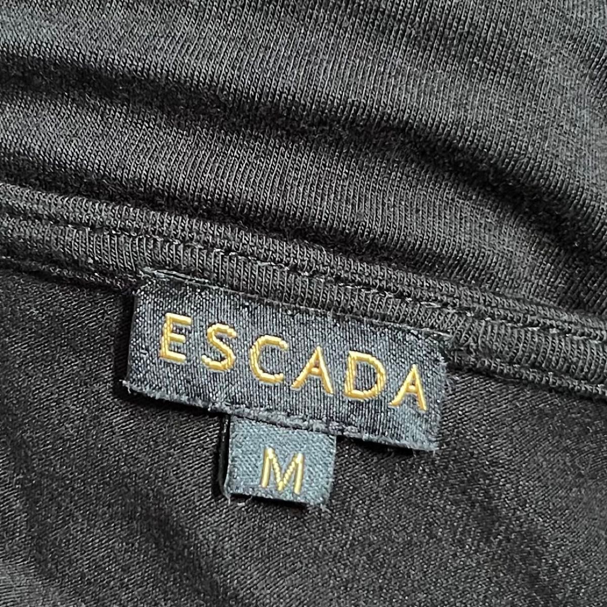 ESCADA/エスカーダ ドルマンストレッチエレガントTシャツ ビジュー 黒 カットソー 半袖