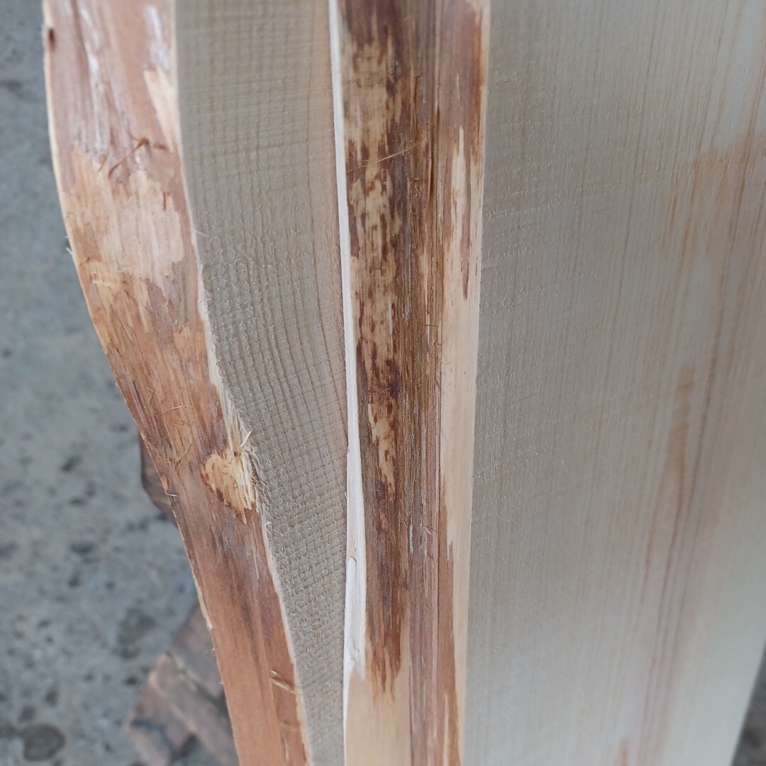 A-1619 　国産ひのき　耳付板　2枚セット　テーブル　棚板　看板　一枚板　無垢材　桧　檜　DIY