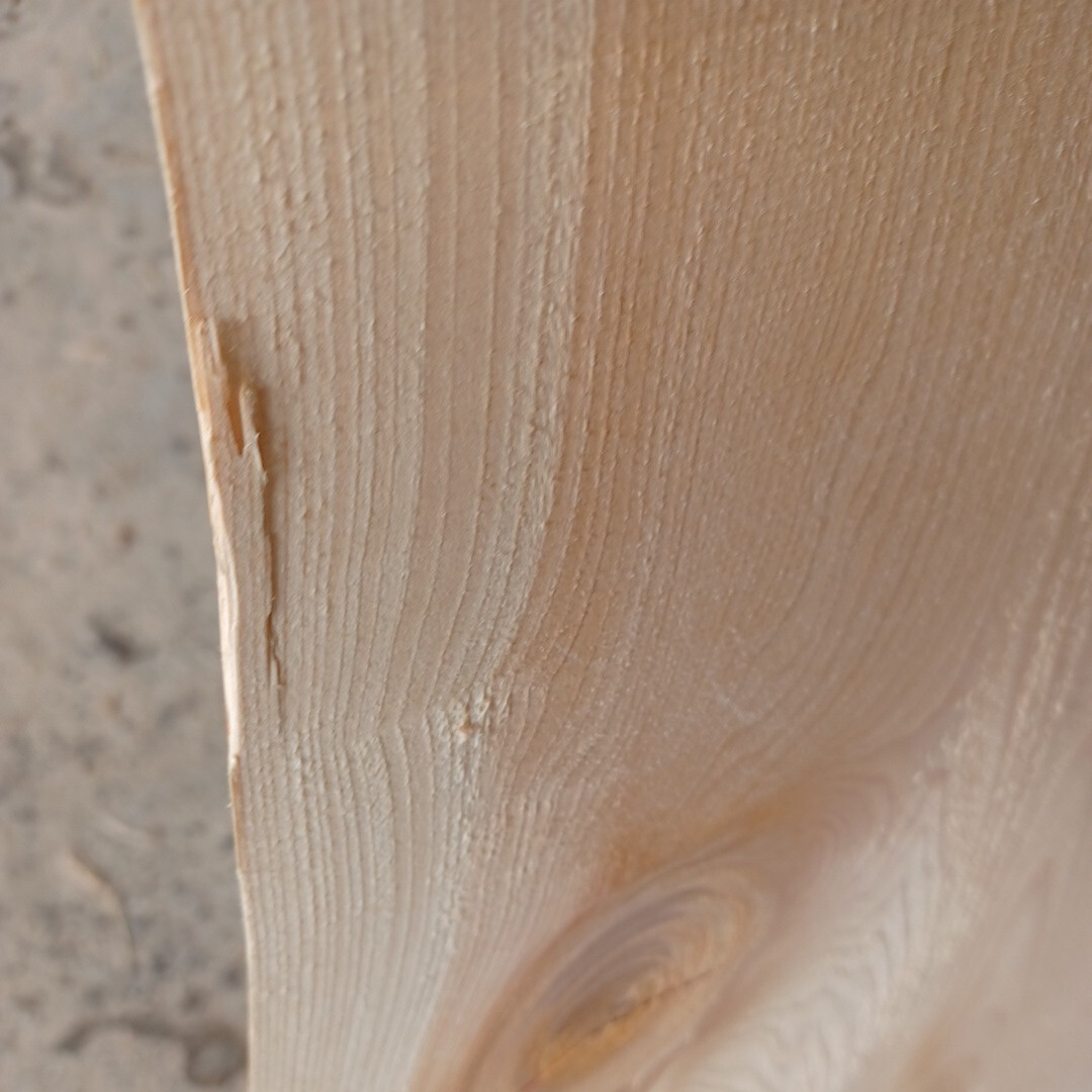 C-1675 【99.5×36～40×1.9cm】　国産ひのき　耳付節板　　テーブル　棚板　看板　一枚板　無垢材　桧　檜　DIY