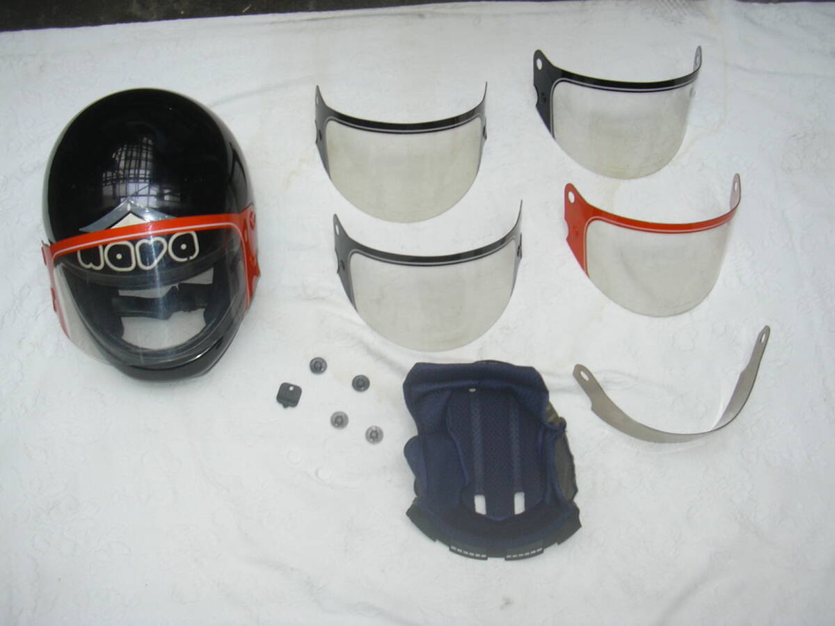 NAVA製システムヘルメット　シールド5枚　サンバイザー　ネジ付き　ショウエイ製インナー付き　当時物　_画像1