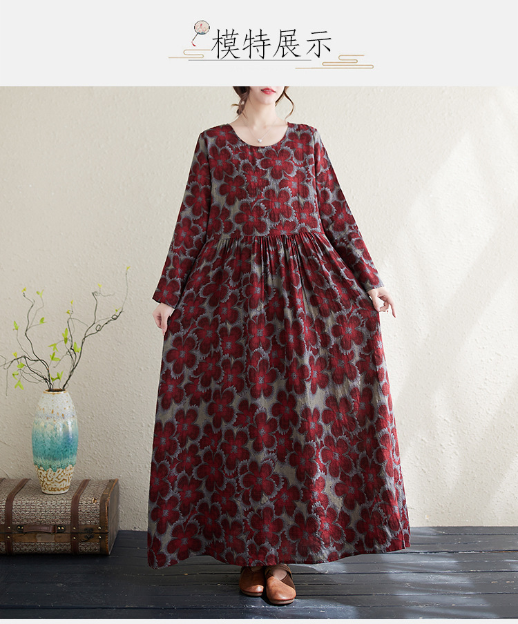  retro . floral print . exceedingly stylish long height dress * new goods * large size * cotton material. dress 