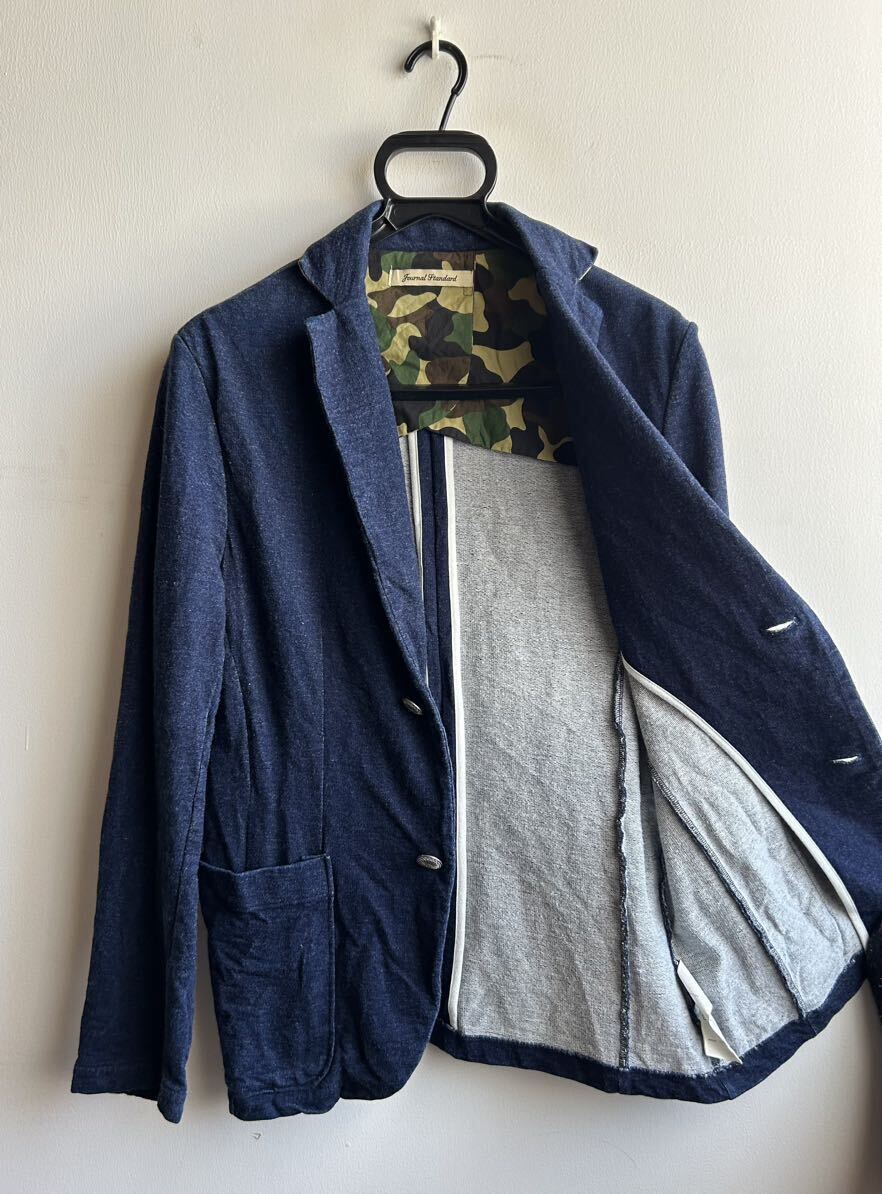 【美品】Journal Standard テーラードジャケット メンズ M インディゴ 紺 スウェット生地 コンチョボタン 日本製 ジャーナル スタンダードの画像2