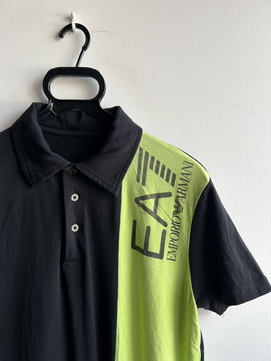 【美品】EMPORIO ARMANI ポロシャツ メンズ M 黒×グリーン EA7 エンポリオ アルマーニ_画像1