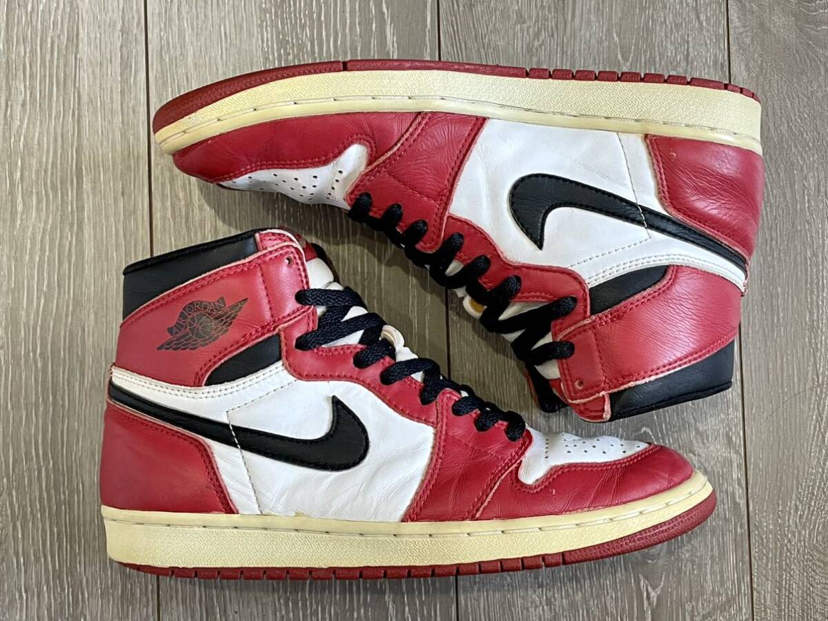 人気★NIKE ナイキ AIR JORDAN 1 エアジョーダン1 130207-101 94年製 復刻 「シカゴ」 赤白黒 9.5 27.5cm_画像3