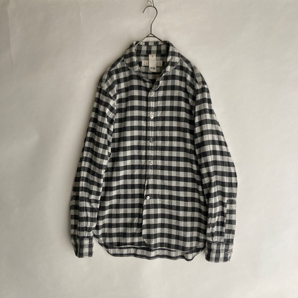 HAVERSACK 日本製 ハバーサック ラウンドカラー ワークシャツ ブロックチェック ベーシック 定番 グレー系 size 3/M_画像1