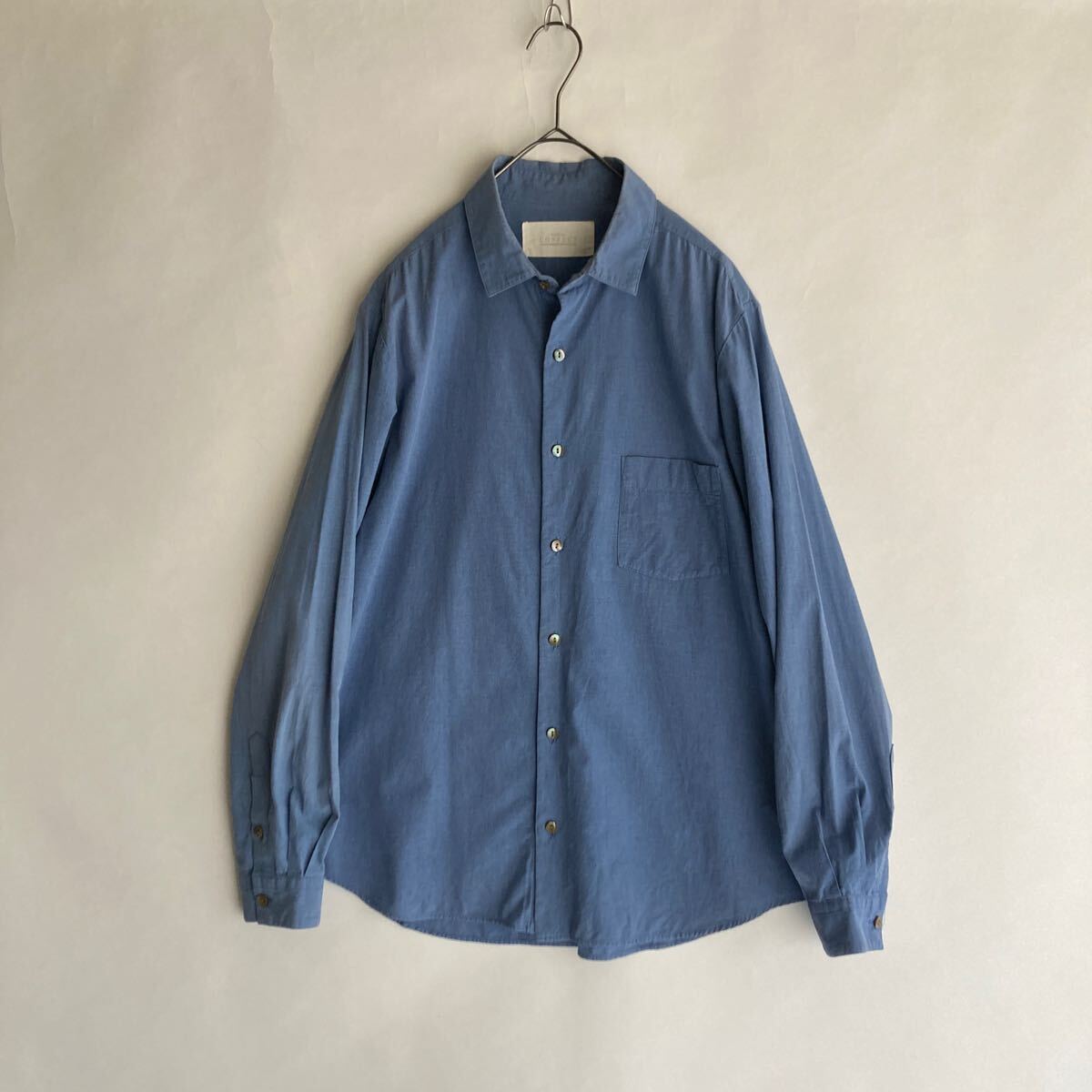 nest Robe CONFECT 日本製 ネストローブコンフェクト ベタシャン風 ベーシック シャツ ややゆったりめ ブルー 無地 size 4 sk_画像1