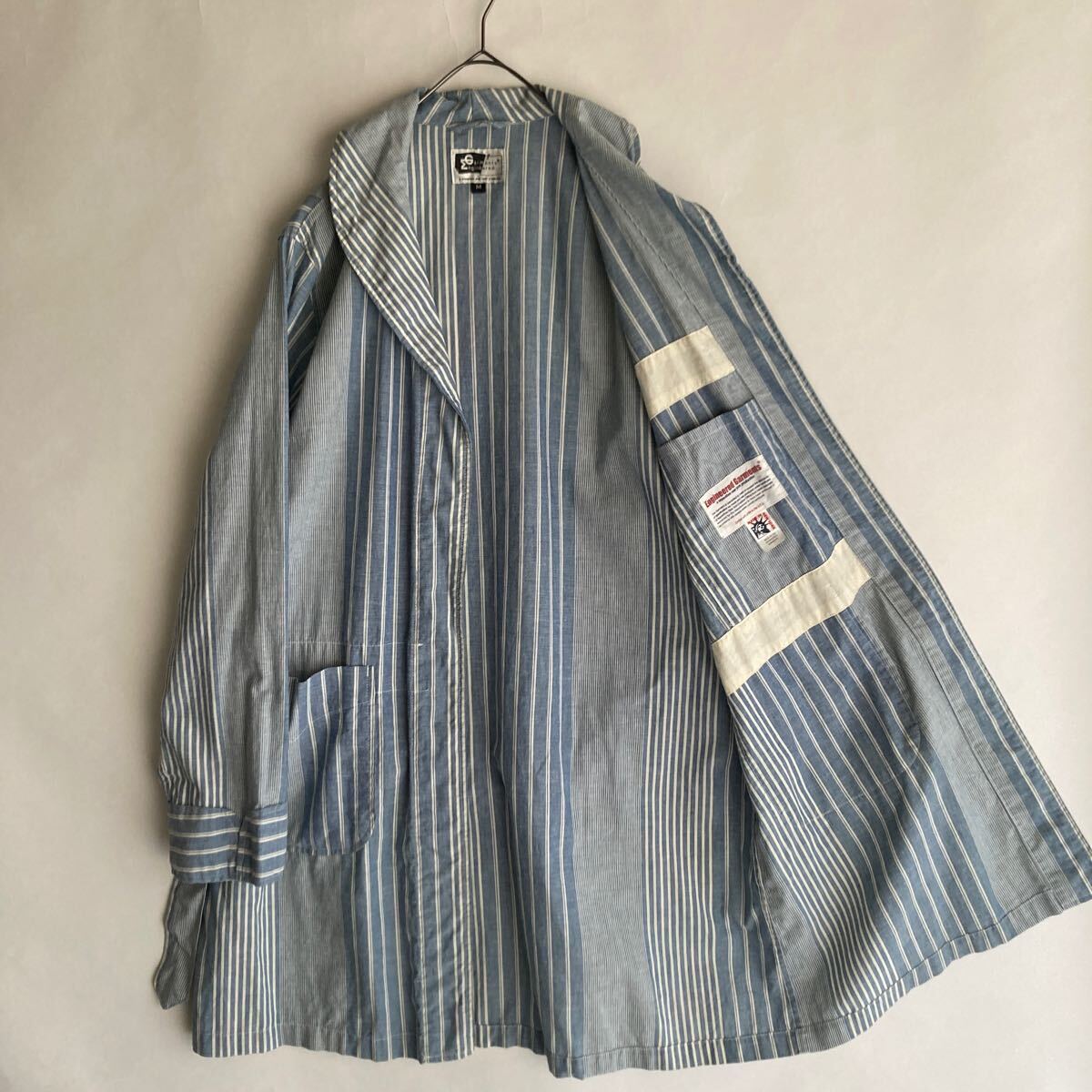  Engineered Garments アメリカ製 エンジニアードガーメンツ シャンブレー ガウン シャツ コート クレイジーパターン ブルー系 size M sk_画像9