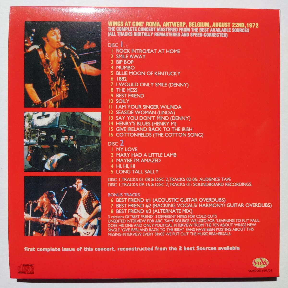 Wings BELGIUM 1972 「オーディエンス・プレス2CD（紙ジャケット）」ポールマッカートニー_画像5