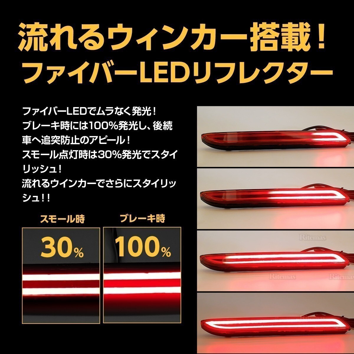 LEDリフレクター 流れるウインカー カムリ 50系 ハリアー60系 マークX 130系 MARK X マークエックス ストップ テール ファイバー_画像2