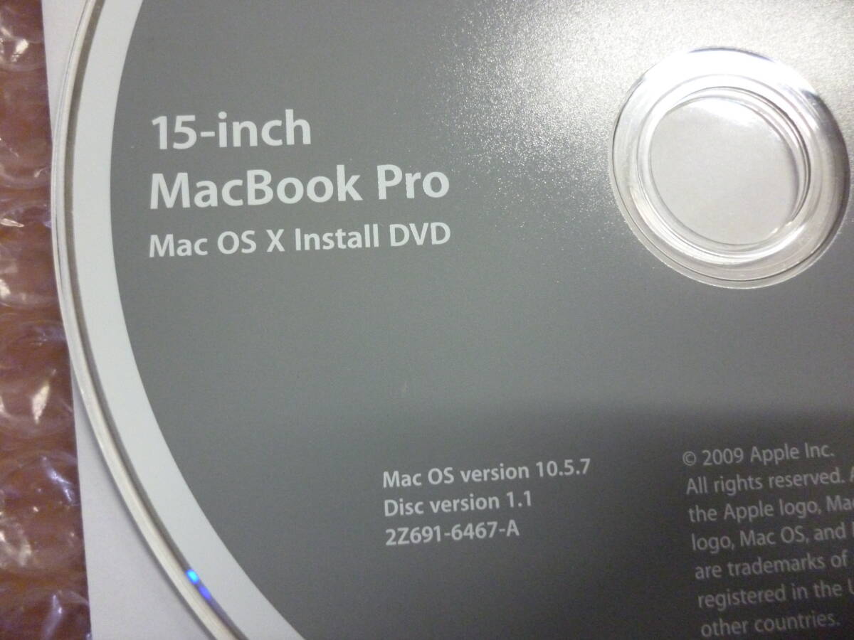 ★中古★Apple 15-inch MacBook Pro Mac OS X Install DVD (ver 10.5.7) Applications Install DVD / 15inch restore リストア ディスクの画像2