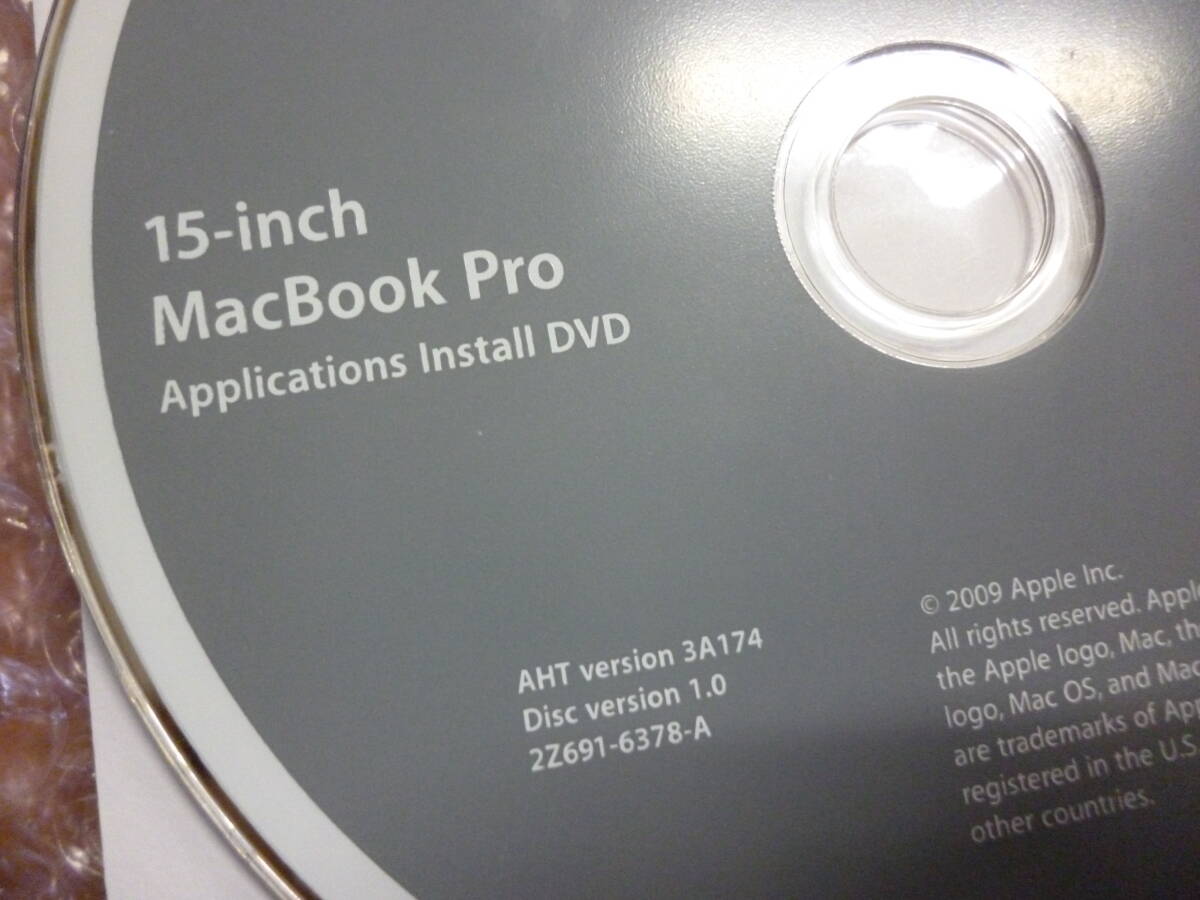 ★中古★Apple 15-inch MacBook Pro Mac OS X Install DVD (ver 10.5.7) Applications Install DVD / 15inch restore リストア ディスクの画像3