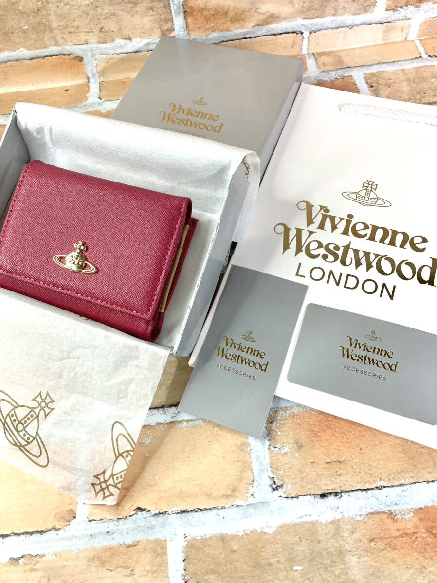 [送料無料]Vivienne Westwood ヴィヴィアンウエストウッド 13vv106 三つ折り財布 ピーチ