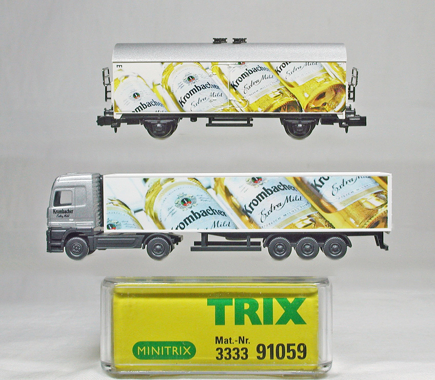 MINITRIX #91059　Ｉｃｈｑｒｓ型冷蔵車 ＫＲＯＭＢＡＣＨＥＲＨ ＢＩＥＲ (ビール会社限定品)_画像1