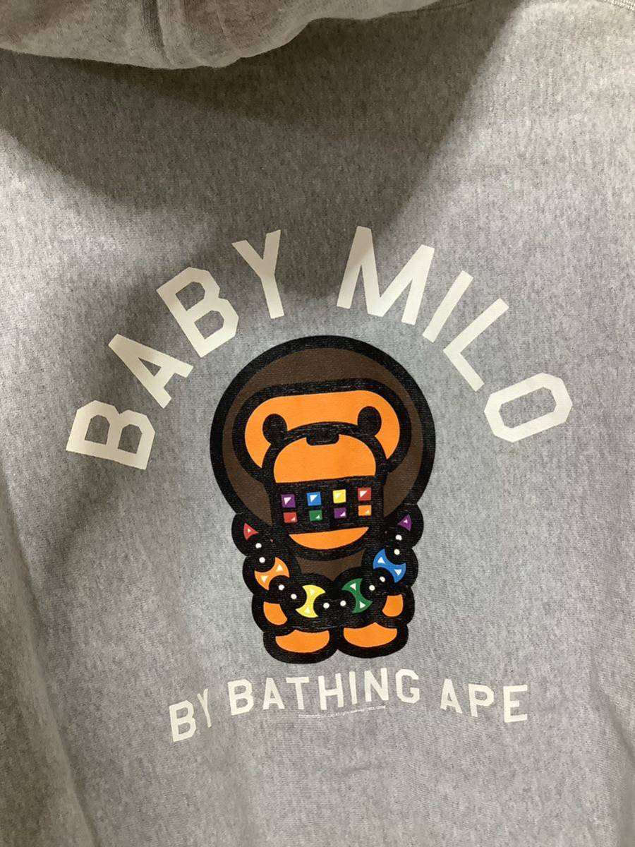 く1365 A BATHING APE エイプ フルジップアップパーカー M グレー スウェット 裏パイル BABY MILO ストリート_画像4