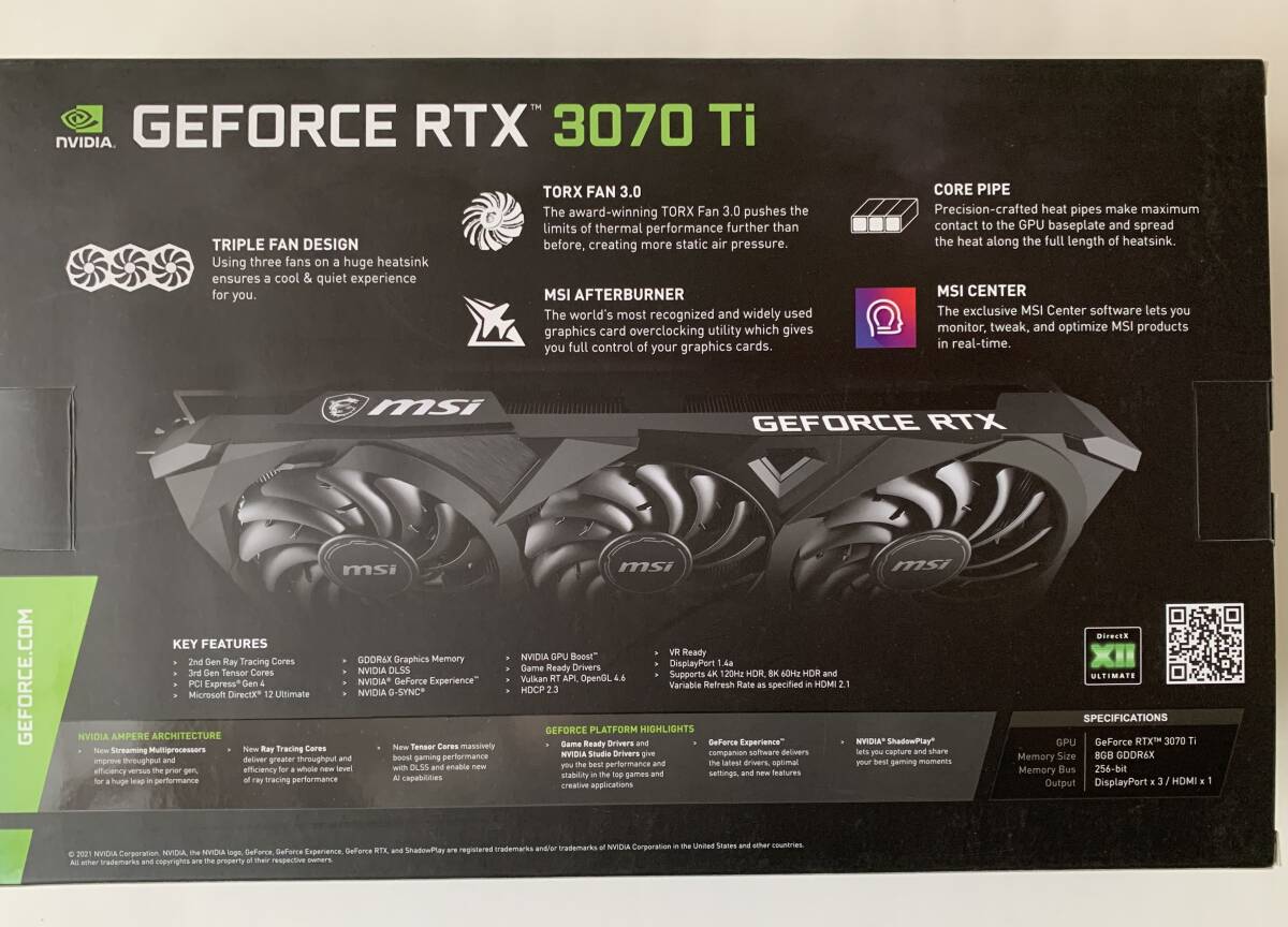MSI GeForce RTX 3070 Ti VENTUS 3X 8G OCの画像2