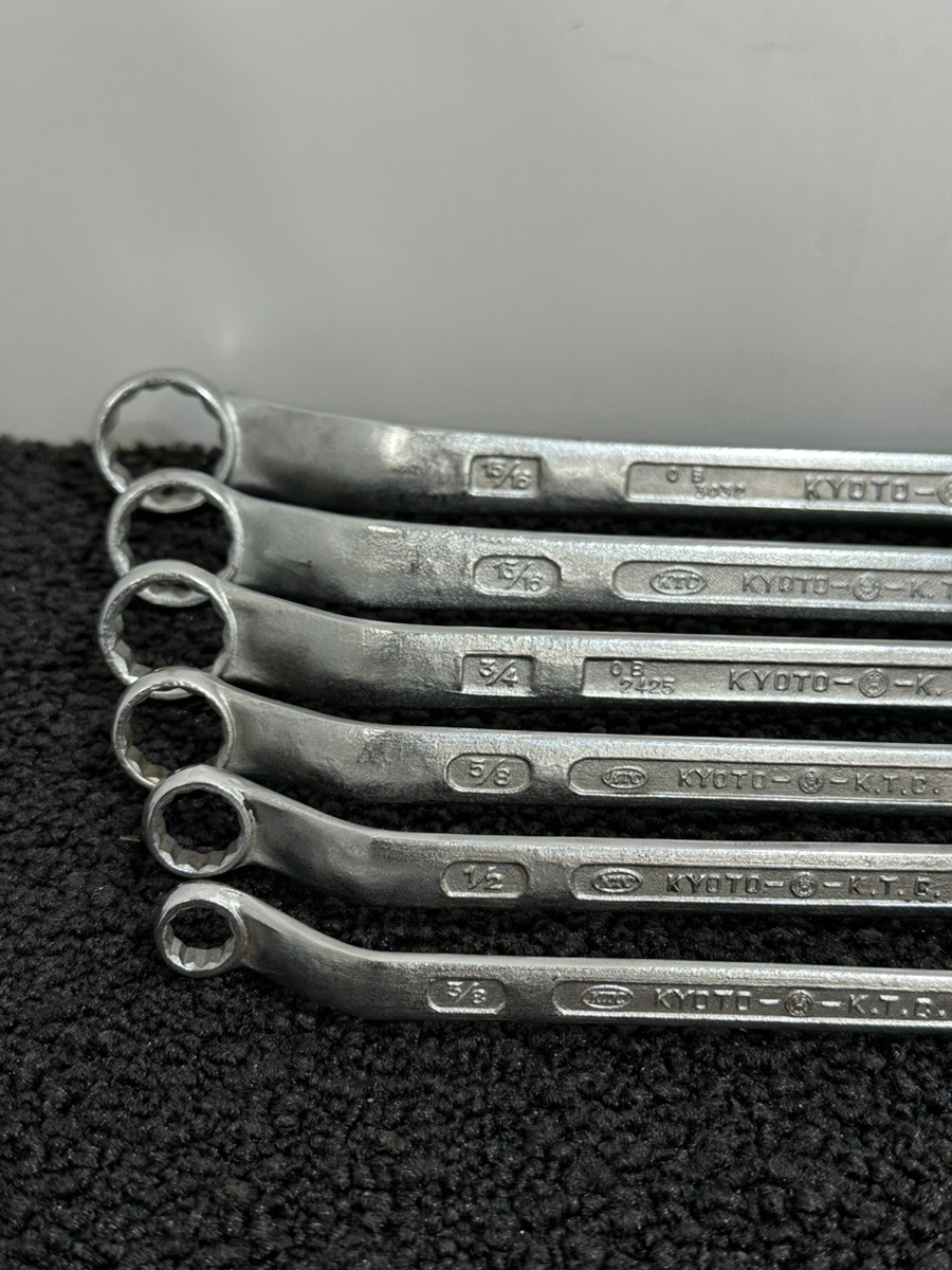 ●KTC 京都機械工具株式会社 OFFSET WRENCH SET オフセットレンチセット 計12本 工具 ハンドツール メガネレンチ inch mm 中古保管品●_画像2