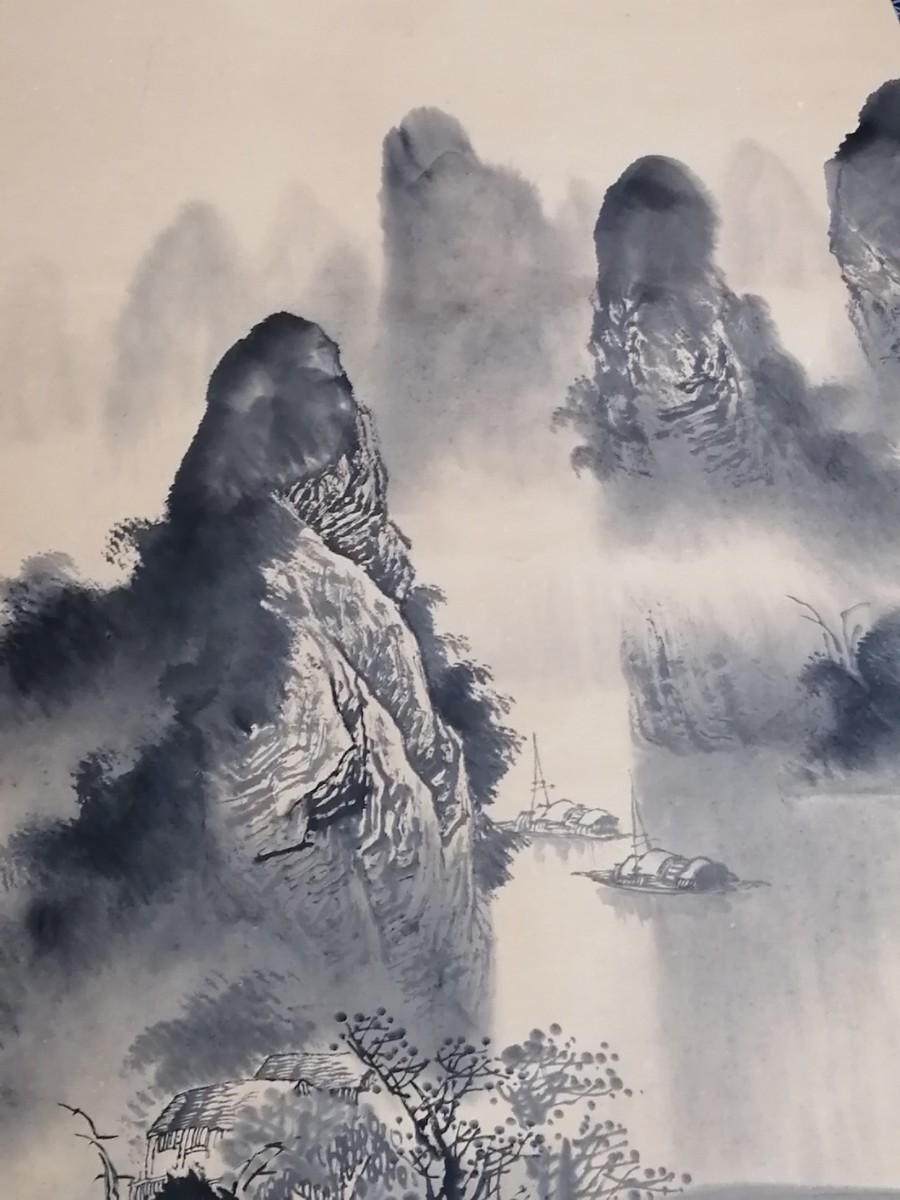 真筆 旧家初出 中国現代書画家佚名 山水 牛 肉筆 紙本 掛軸 唐物唐画 匿名配送_画像3