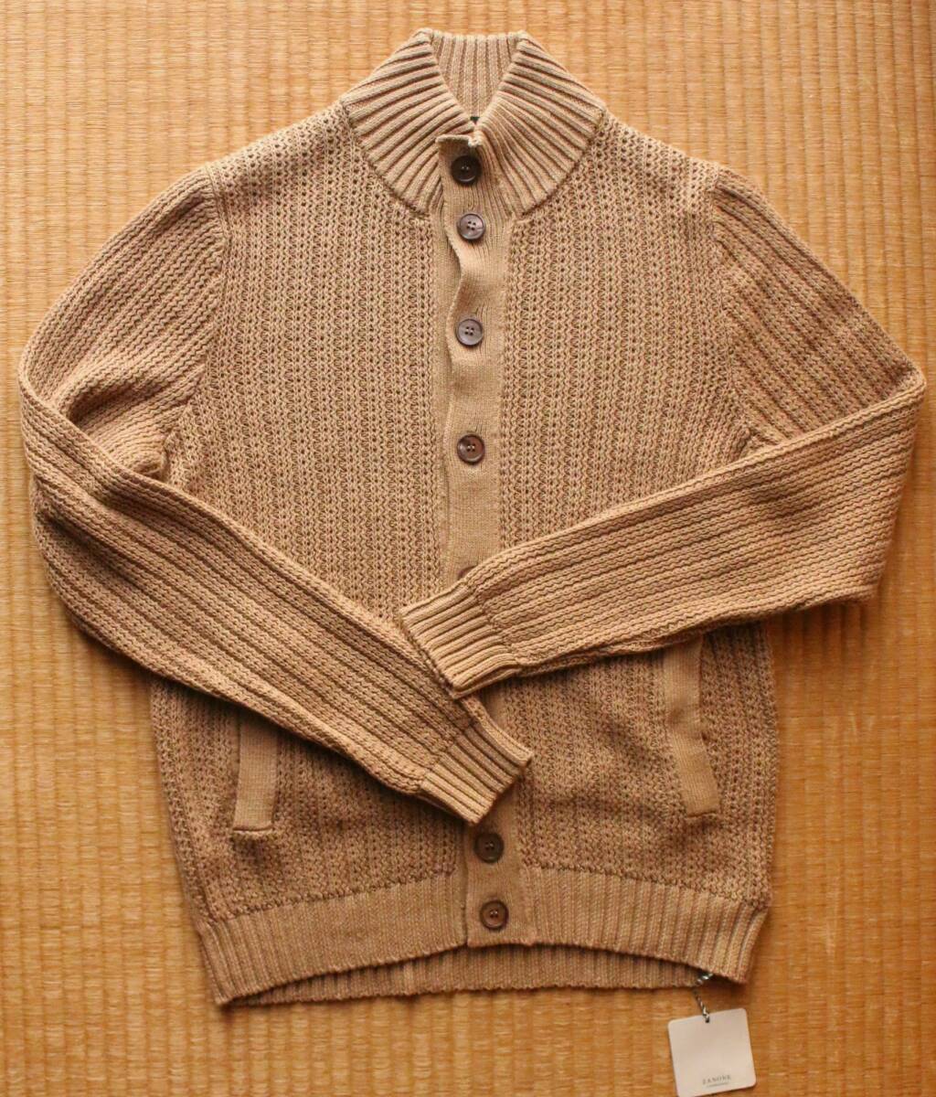  unused Italy ZANONE The no-ne.. collar type knitted CHIOTOkyo-tolinen* cotton 46 beige price 84,700 jpy domestic regular imported goods 