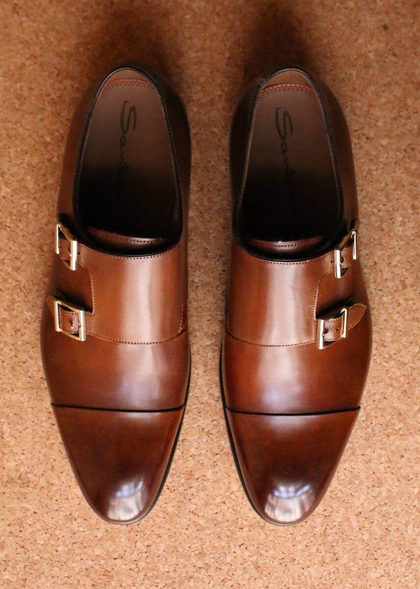 未使用 SANTONI サントーニ ダブルバックル（ダブルモンク）ブラウン サイズ6.5（25相当） ボロネーゼ式グッドイヤー製法_画像4