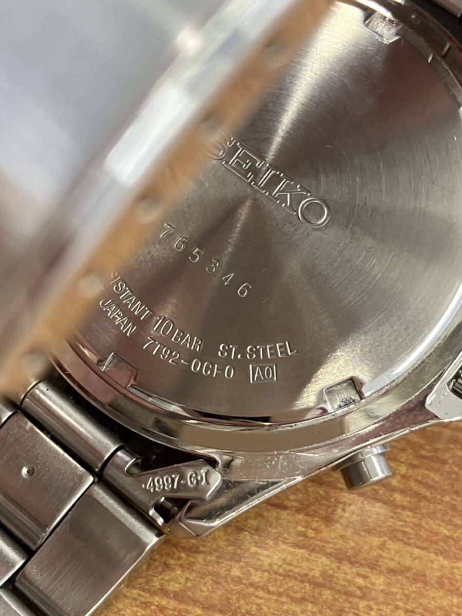 SEIKO セイコー 7T92-0CF0 クロノグラフ 腕時計 青文字盤 ブルー クォーツ デイト 箱付 ケース付 コマ付 _画像7