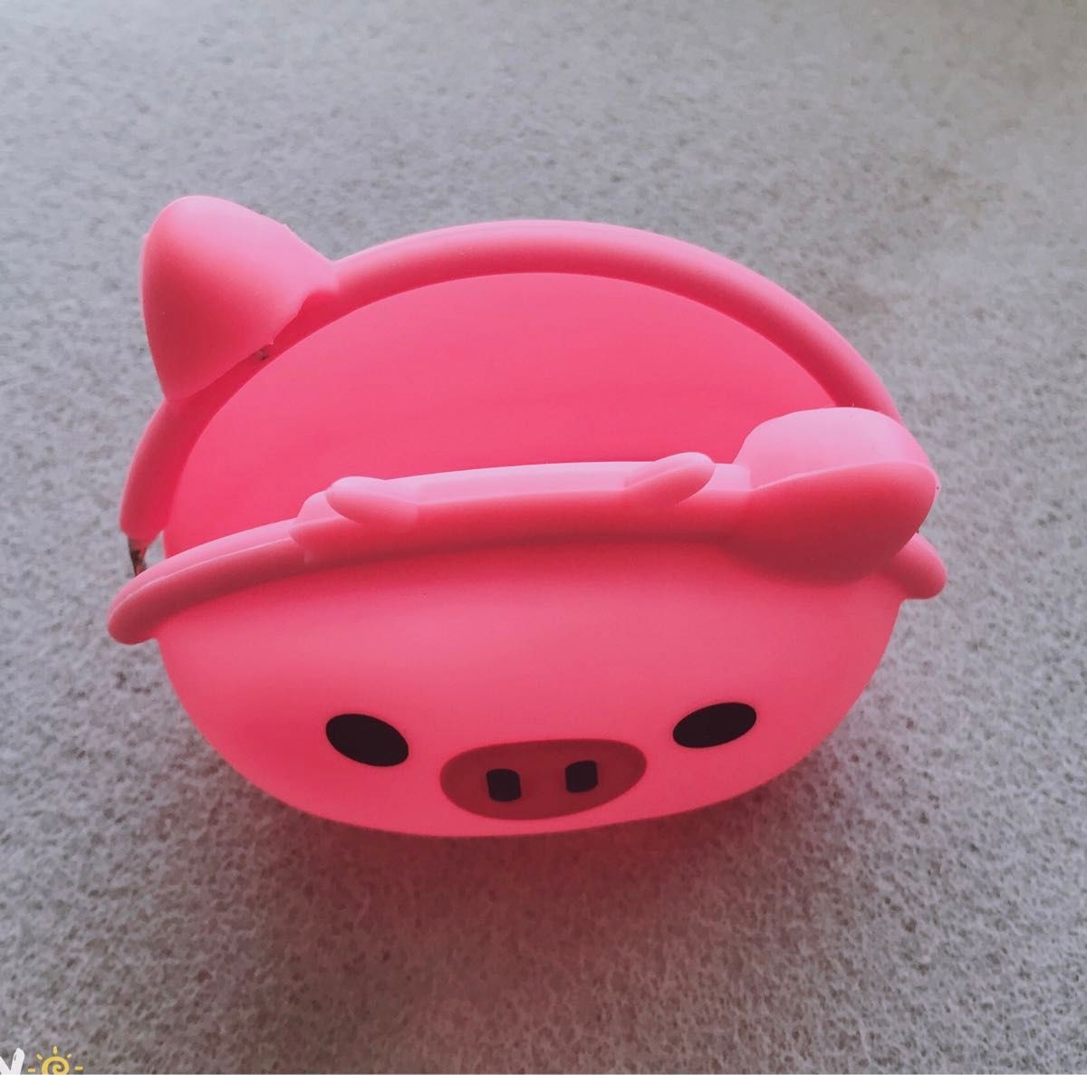 コインケース　小銭入れ　がま口　シリコン　アニマル　豚ちゃん　かわいい　ピンク