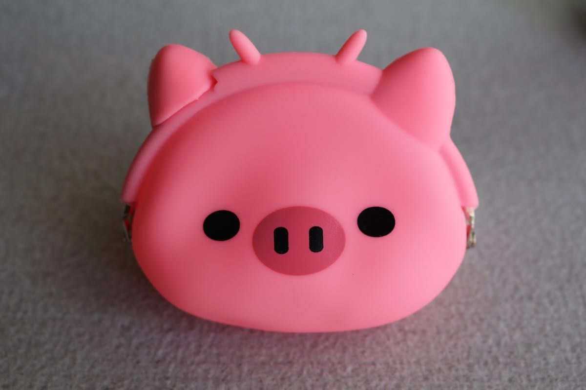 コインケース　小銭入れ　がま口　シリコン　アニマル　豚ちゃん　かわいい　ピンク