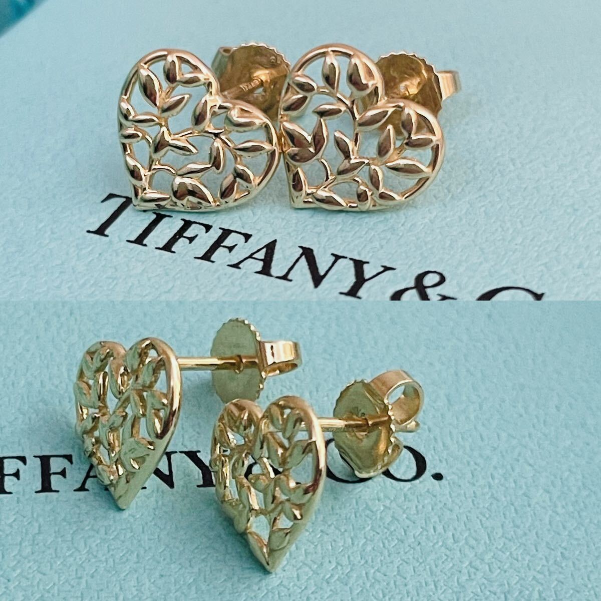 正規品 ティファニー Tiffany & Co. ピアス オリーブ ハート K18YG パロマピカソ 750 イエローゴールドの画像2