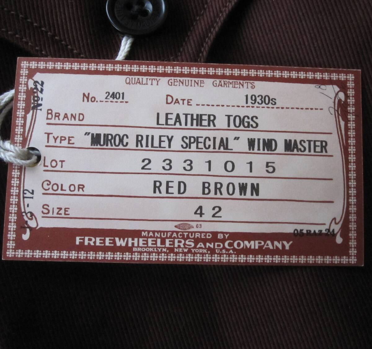 ☆新品 フリーホイーラーズ　“WIND MASTER” WINTER FLYING JACKET (42) "MUROC RILEY SPECIAL" FREEWHEELERS / B-10 b-15 _画像10