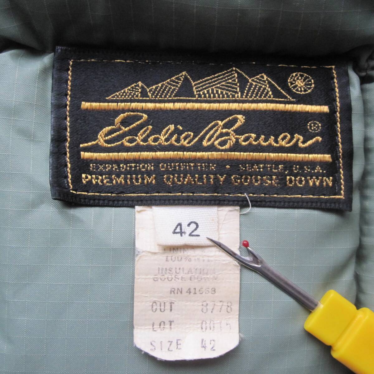 ☆70's エディーバウアー ダウンベスト (42) 黒タグ TALON / Eddie Bauer / ビンテージ 60s 日の出タグ カラコラム オールパーパス / _画像3