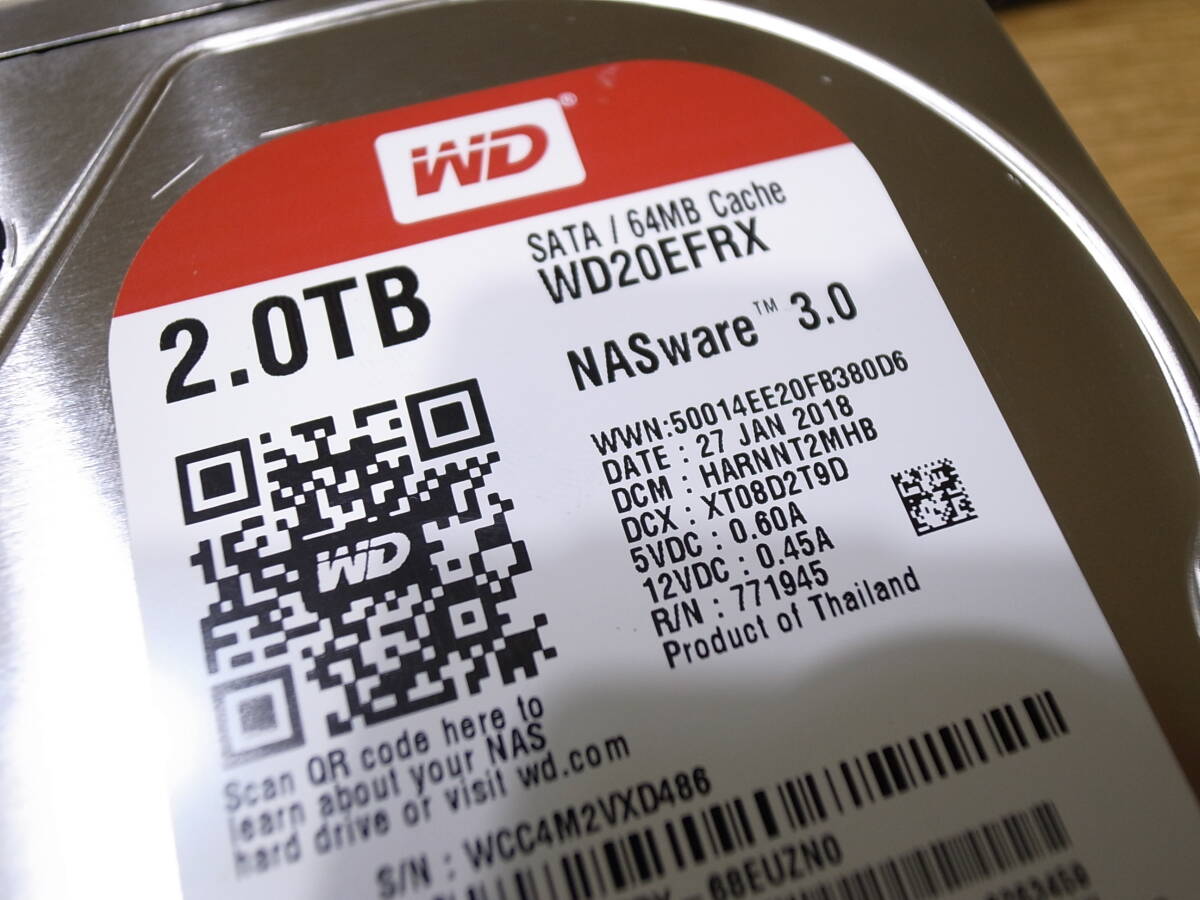 WD RED 2TB HDD 5 piece set //WD20EFRX 5 piece NASware 3.0/3.5 -inch NAS HDD