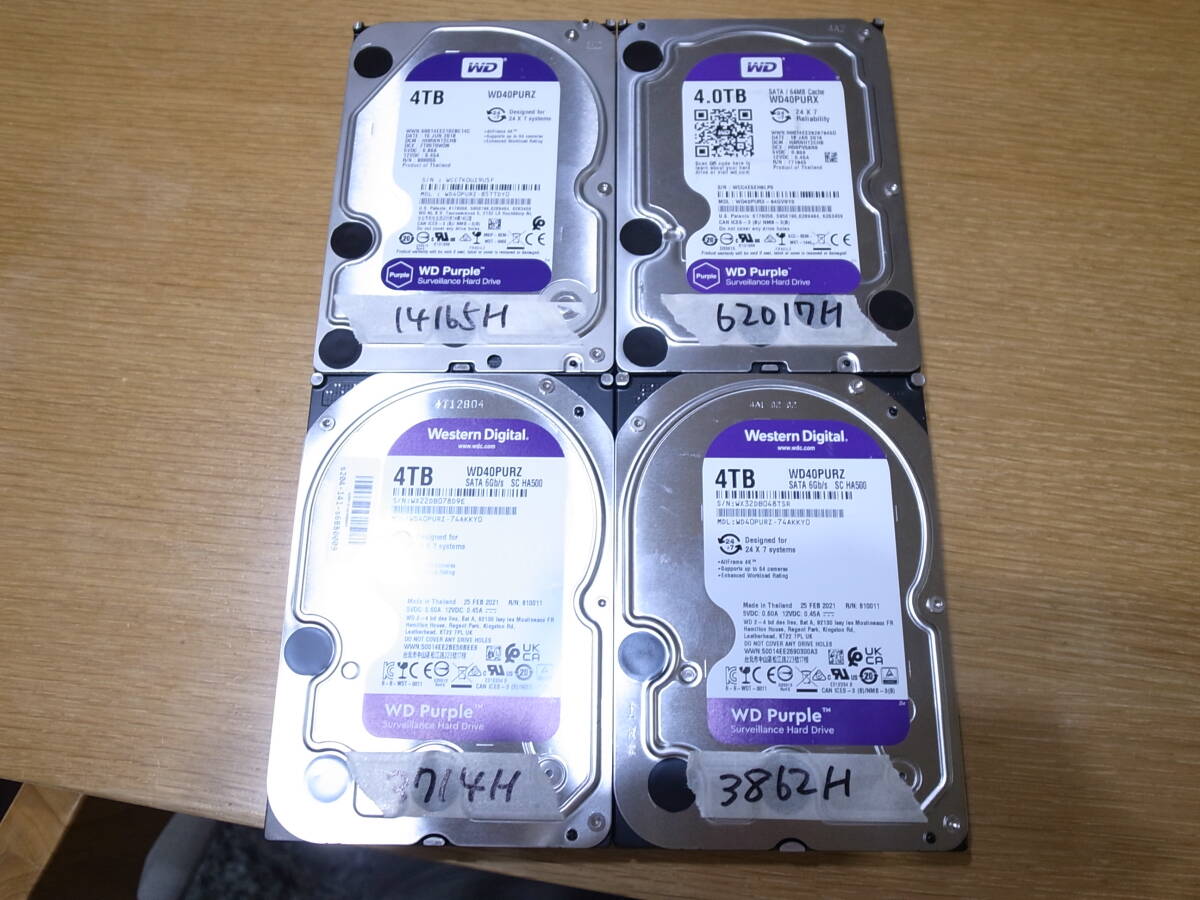 WD Purple 4TB HDD 4個セット//WD40PURX 1個　WD40PURZ 3個//正常品_画像1