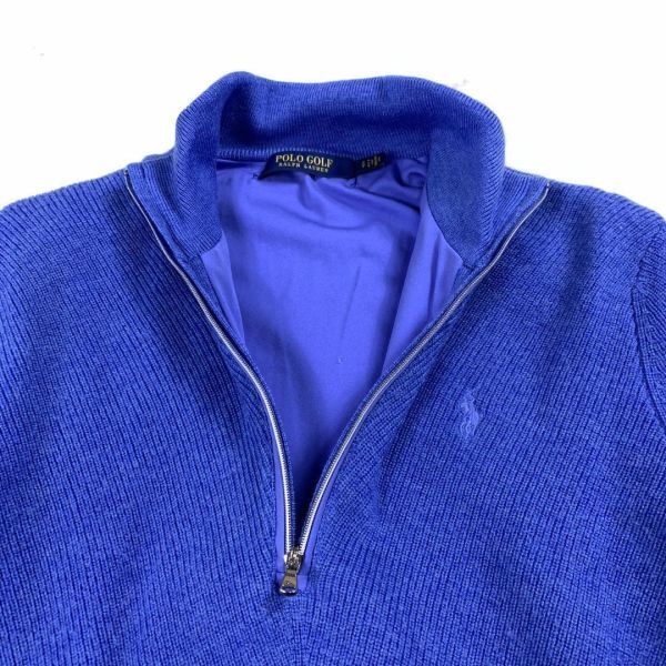 LA518 ポロゴルフ ハーフジップ長袖ニット 青ブルー 裏地あり POLO GOLF RALPH LAUREN ラルフローレン ウール100％ SP_画像5