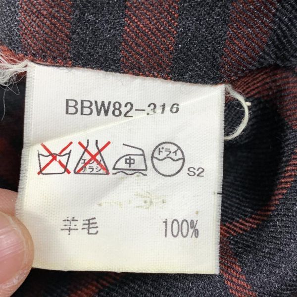 LA1139 バーバリーロンドン チェック柄ネルシャツ 赤茶レッドブラウン系 BURBERRY LONDON 長袖 マルチカラー黒ブラック ウール100％ S_画像6