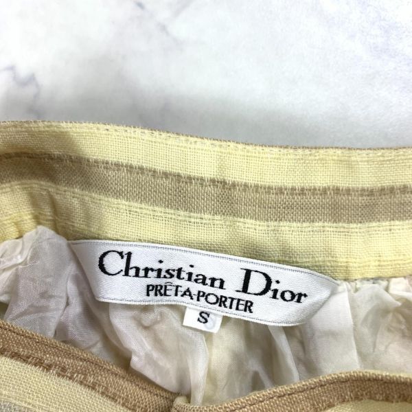 LA724 クリスチャンディオール タック入りフレアスカート ベージュChristian Dior 裏地あり ロングスカート マルチカラー Sの画像6