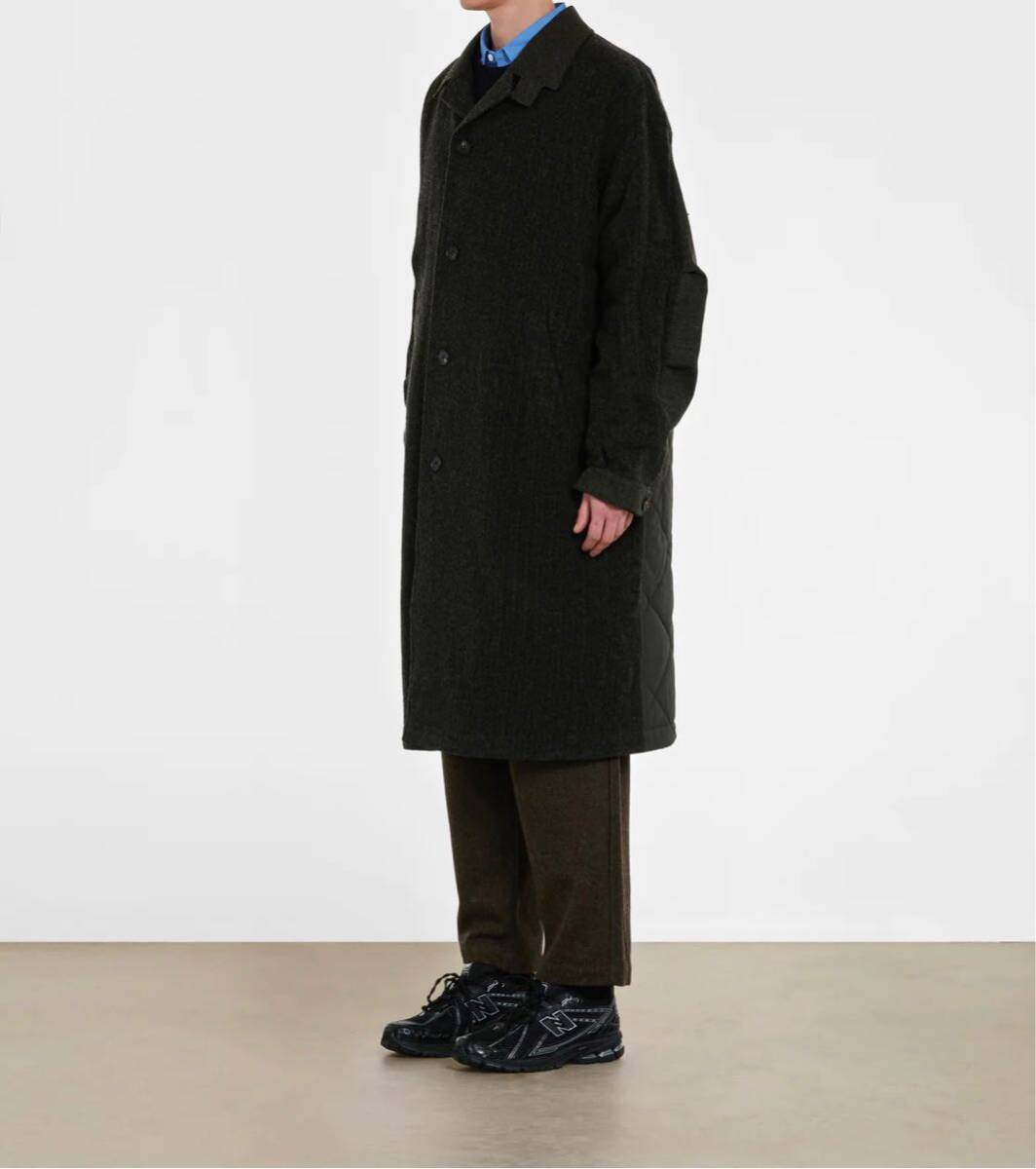 23AW コムデギャルソンオム ツィード縮絨ステンカラーコート M COMME DES GARCONS プリュスBLACK HOMME PLUS DEUX HL-C006 KKI Mの画像2