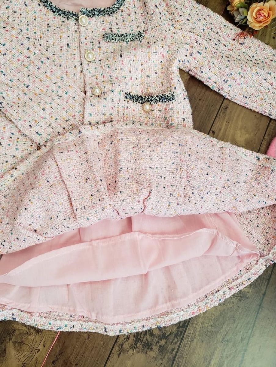 新品　女の子　110 フォーマル　ピンク　3点セット　ジャケット　スカート　セットアップ