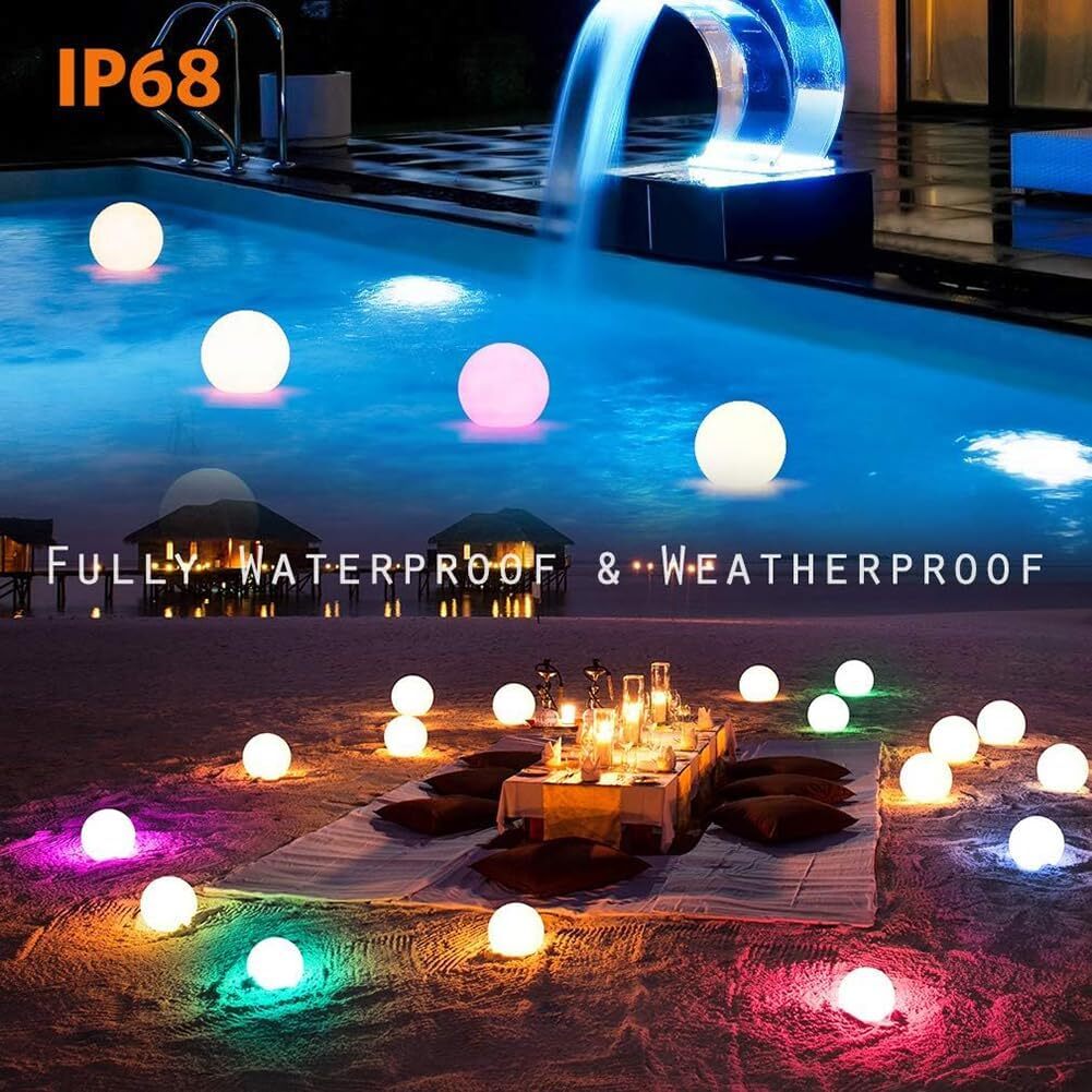 COOLEAD LED水中ライト 水に浮かぶ IP68防水 リモコン付き 16色に切替 イルミネーション プール 水槽 お風呂 お庭 バスルーム 4個セット_画像7