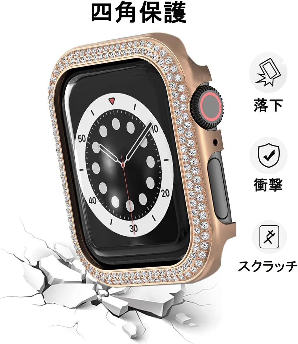 NINKI 適応Apple Watch 保護ケース38mm Apple Watch Series3 2 1ケース iWatch38mm合金バンパー ダブルダイヤモンド（ローズゴールド）_画像2