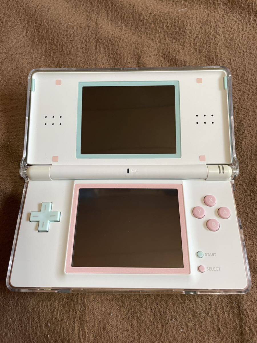 ★コレクション★ DS Lite カスタム ツートンカラー ノーブルピンク&アイスブルー 充電器ACアダプタ付き_画像4