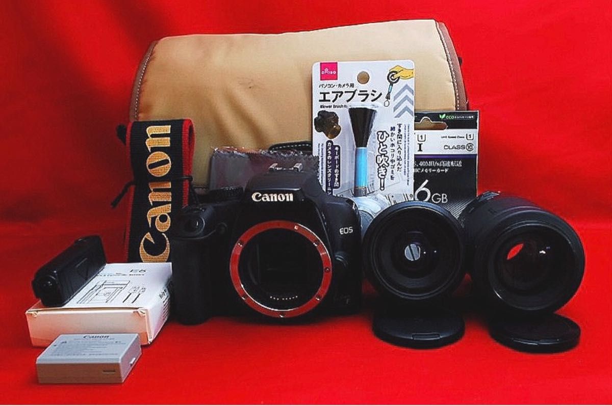 【初心者必見】Canon EOS Kiss F ダブルズームキット　まとめセット　デジタル一眼レフ　カメラデビュー　スマホ転送可能