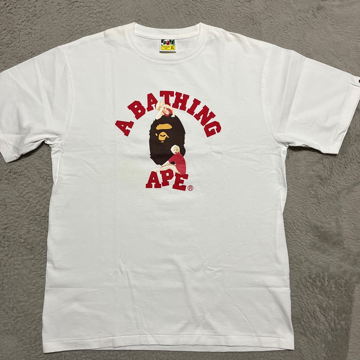 A BATHING APE BAPE KAWS Marilyn Monroe マリリンモンロー　COLLEGE LOGO tee tシャツ　白　ホワイト　XL BABY MILO SHARK CAMO STA