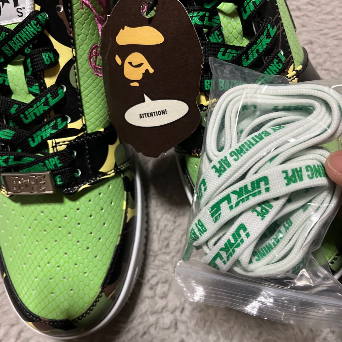 新品未使用　確実正規品　A BATHING APE BAPE KAWS UNKLE FUTURA 27.5cm POINTMAN STA ベイプスタ　sk8 ROAD CAMO 迷彩　SHARK_画像6