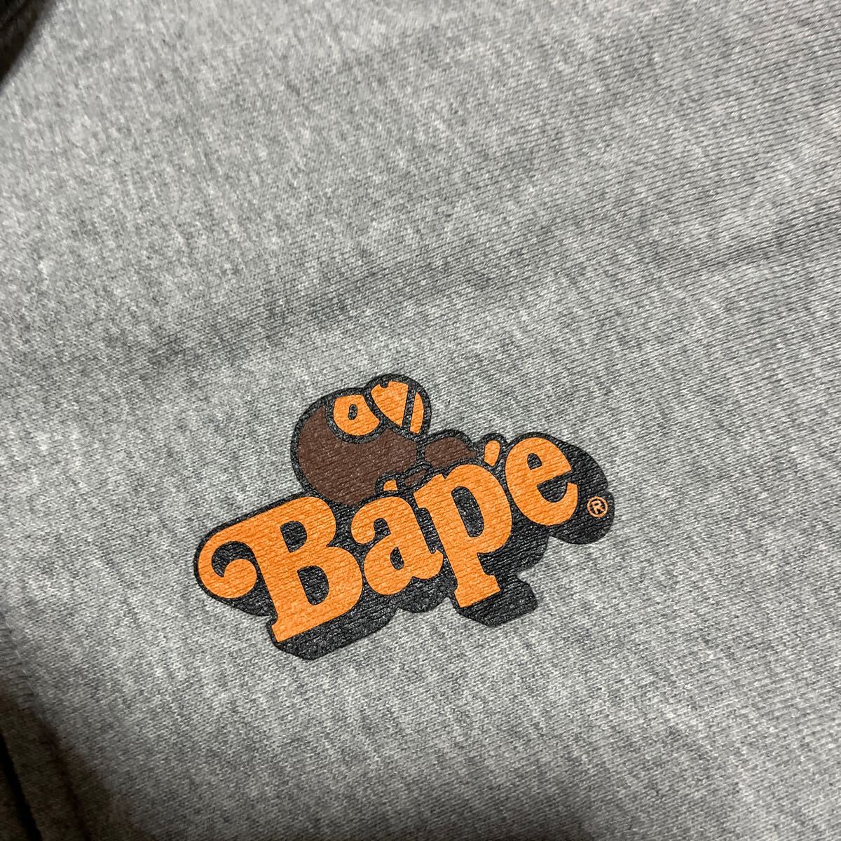 A BATHING APE BAPE KAWS BABY MILO ANIMAL アニマル　ベビーマイロ　HOODIE パーカー　スウェット　L grey SHARK CAMO 迷彩_画像3