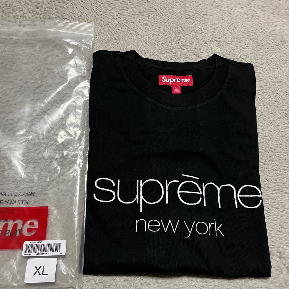 Supreme Classic Logo s/s Top tee tシャツ　 XL 黒　ブラック_画像1