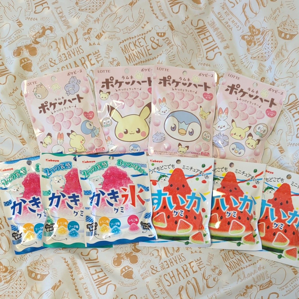 ラムネ ポケハート、 かき氷グミ、すいかグミ お菓子詰め合わせ