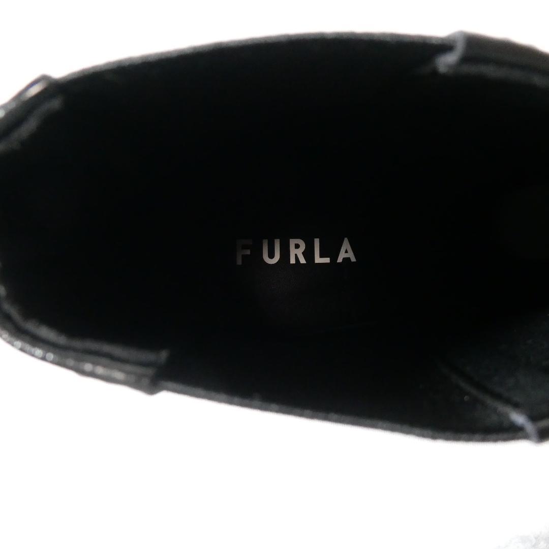  unused FURLA Furla 37 black short boots ankle boots leather front goapo Inte do Turow heel 
