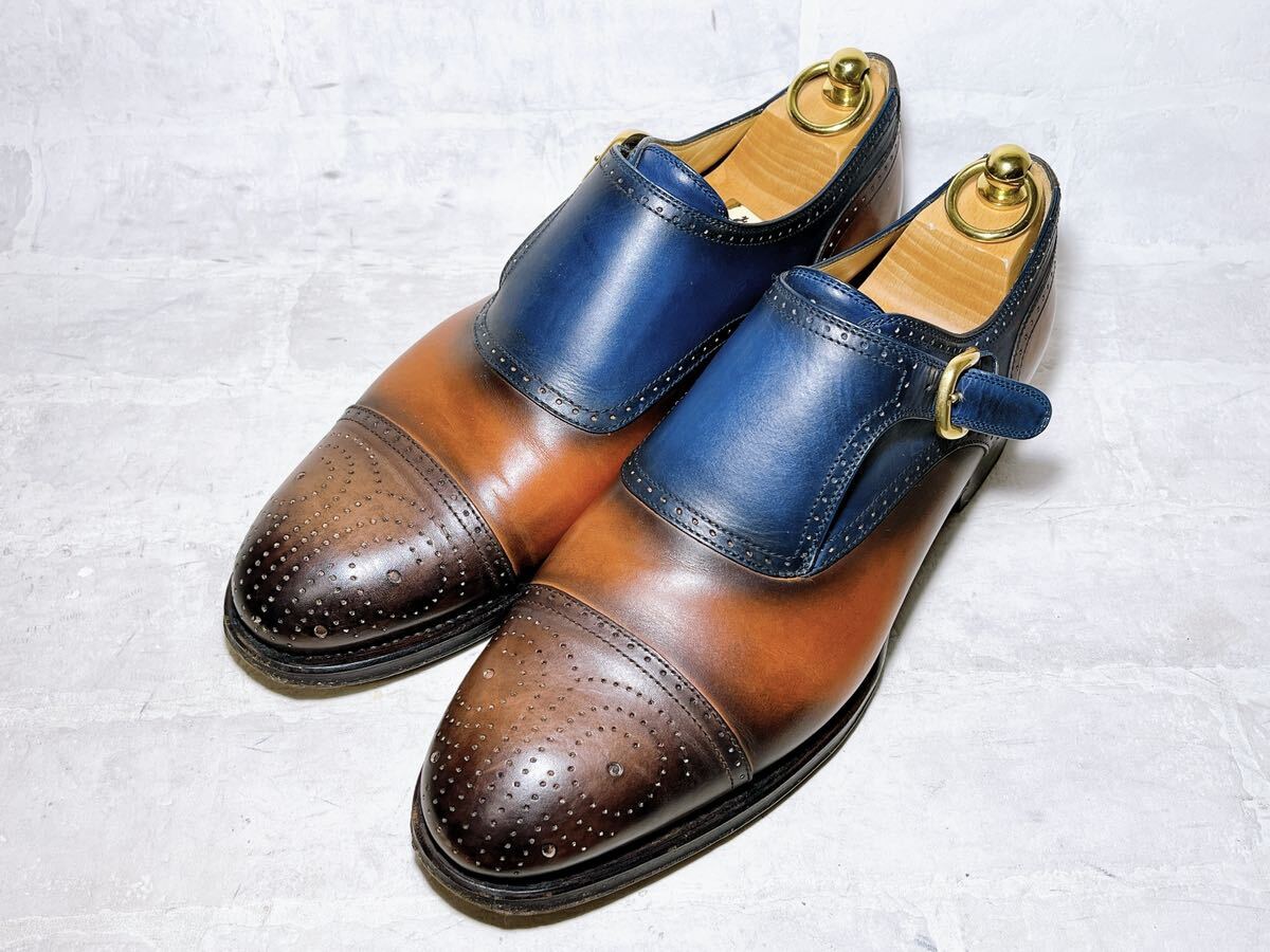 正規品【極美品】GUCCI グッチ 最高級 ドレスシューズ ビジネス 茶×紺 本革 レザー UK6（約24.5〜25cm）イタリア製 高級紳士靴
